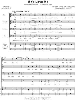 If Ye Love Me by Thomas Tallis - Sheet Music
