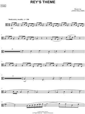 Rey's Theme - Viola from Star Wars Episode VII: The Force Awakens - Sheet Music