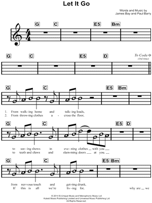 Let It Go by James Bay - Sheet Music