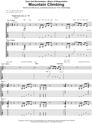 Mountain Climbing by Joe Bonamassa - Sheet Music