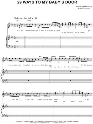 Twenty Nine Ways To My Baby's Door by Marc Cohn - Sheet Music