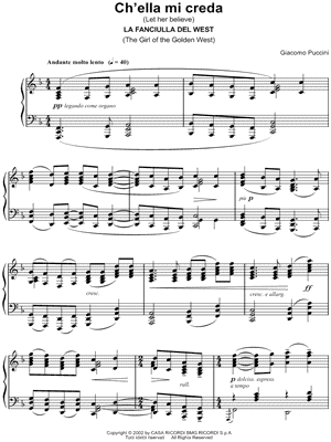 Ch'ella mi creda by Giacomo Puccini - Sheet Music