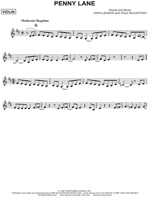 Penny Lane by The Beatles - Sheet Music