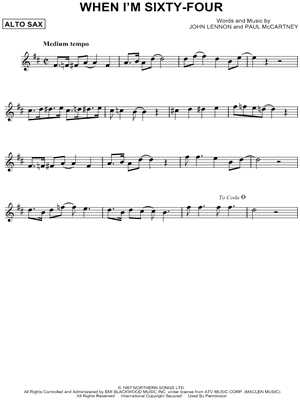 When I'm Sixty-Four by The Beatles - Sheet Music