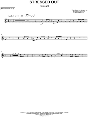 Stressed Out [excerpt] - C Instrument by Twenty One Pilots - Sheet Music