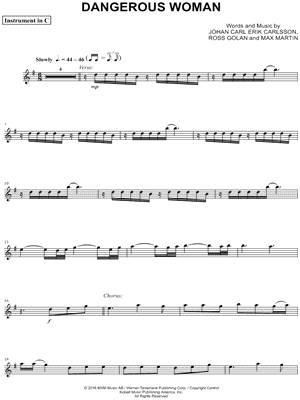 Dangerous Woman - C Instrument by Ariana Grande - Sheet Music