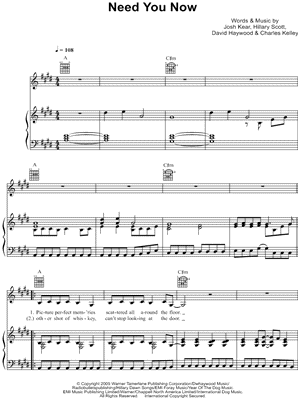 Need You Now by Adele - Sheet Music