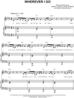 Wherever I Go by OneRepublic - Sheet Music