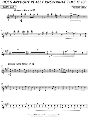 Does Anybody Really Know What Time It Is? - Tenor Saxophone 1 by Chicago - Sheet Music
