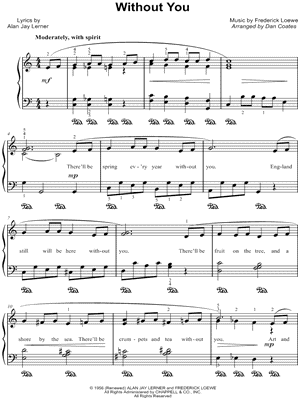 Without You from My Fair Lady - Sheet Music