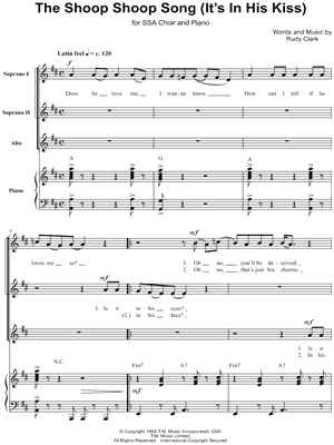The Shoop Shoop Song  (It's in His Kiss) by Betty Everett - Sheet Music