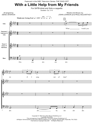 With a Little Help from My Friends from The Sing-Off - Sheet Music