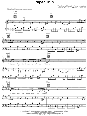 Paper Thin by Astrid S - Sheet Music