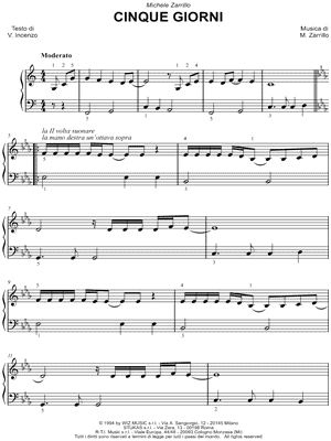Cinque giorni by Michele Zarrillo - Sheet Music