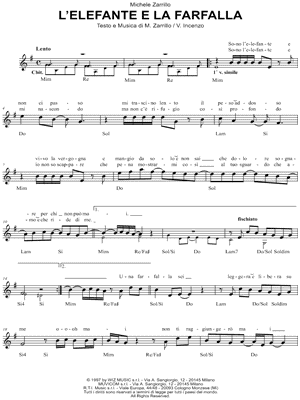 L'elefante e la farfalla by Michele Zarrillo - Sheet Music