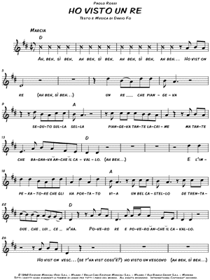 Ho visto un re by Paolo Rossi - Sheet Music