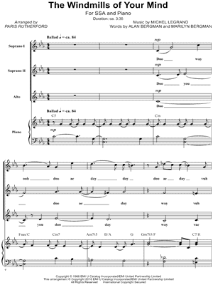 The Windmills of Your Mind by Michel Legrand - Sheet Music