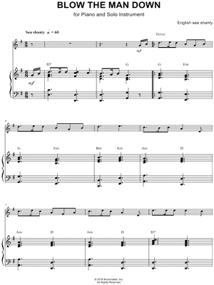 Blow the Man Down - Piano Accompaniment