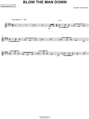 Blow the Man Down - Eb Instrument