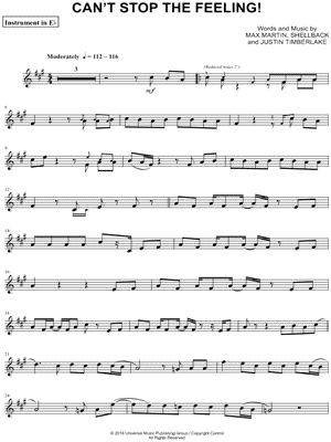 Can't Stop the Feeling! - Eb Instrument