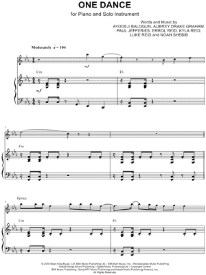 One Dance - Piano Accompaniment