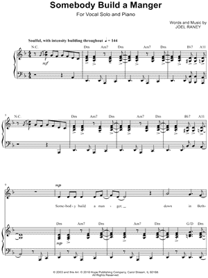 Somebody Build a Manger by joel raney - Sheet Music
