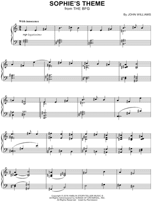 Sophie's Theme from The BFG - Sheet Music
