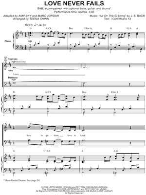 Love Never Fails by Jim Brickman - Sheet Music