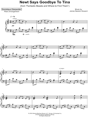 Newt Says Goodbye to Tina by Dominique Charpentier - Sheet Music