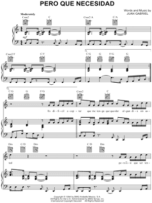 Pero Que Necesidad by Juan Gabriel - Sheet Music