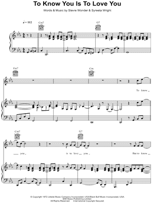 To Know You Is To Love You by Syreeta & Stevie Wonder - Sheet Music