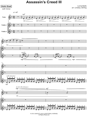 Assassin's Creed III by Lindsey Stirling - Sheet Music