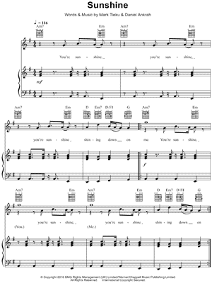 Sunshine by TIEKS feat. Dan Harkna - Sheet Music