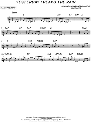 Yesterday I heard The Rain by Armando Manzanero Canche - Sheet Music