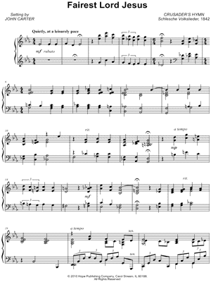 Fairest Lord Jesus by John Carter - Sheet Music