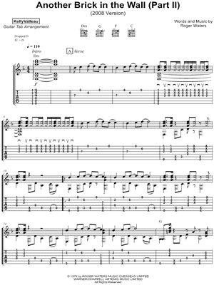 Another Brick In the Wall (Part II) by Kelly Valleau - Sheet Music