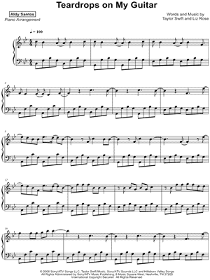 Teardrops on My Guitar by Aldy Santos - Sheet Music