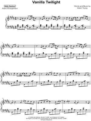 Vanilla Twilight by Aldy Santos - Sheet Music