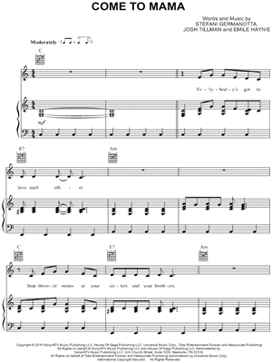 Come to Mama by Lady Gaga - Sheet Music