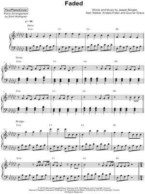 Faded by YourPianoCover - Sheet Music