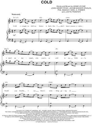 Cold by Maroon 5 feat. Future - Sheet Music