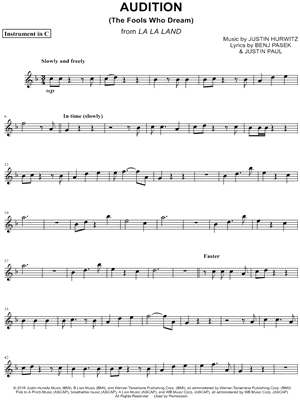 Audition (The Fools Who Dream) - C Instrument