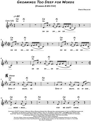 Groanings Too Deep For Words by David Baloche - Sheet Music