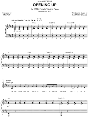 Opening Up from Waitress: The Musical - Sheet Music