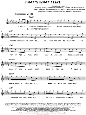 That's What I Like by Bruno Mars - Sheet Music