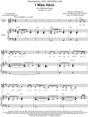 I Was Here by Lady A - Sheet Music
