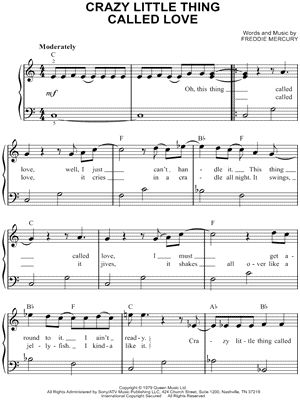 Crazy Little Thing Called Love by Queen - Sheet Music