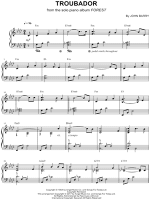 Troubador by George Winston - Sheet Music