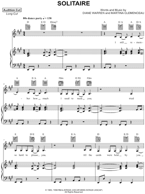 Solitaire by Laura Branigan - Sheet Music