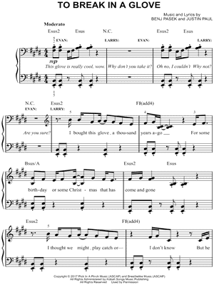To Break In a Glove from Dear Evan Hansen - Sheet Music